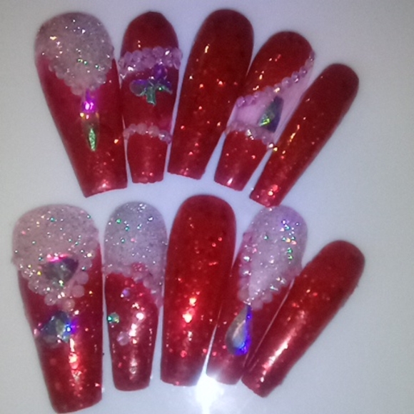 Ruby red fingers press on nails - Picture 2 of 2